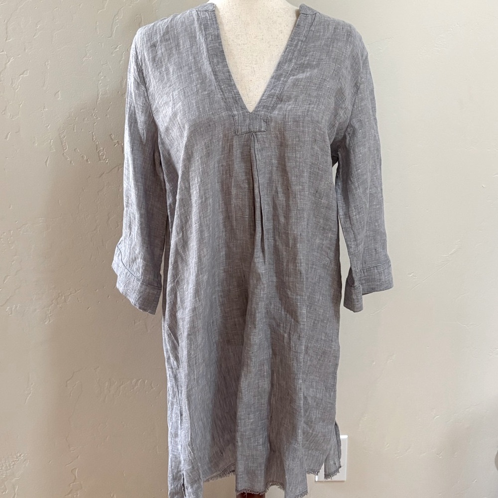 Garnet Hill Relaxed Linen Lightweight Beach Dress M gray